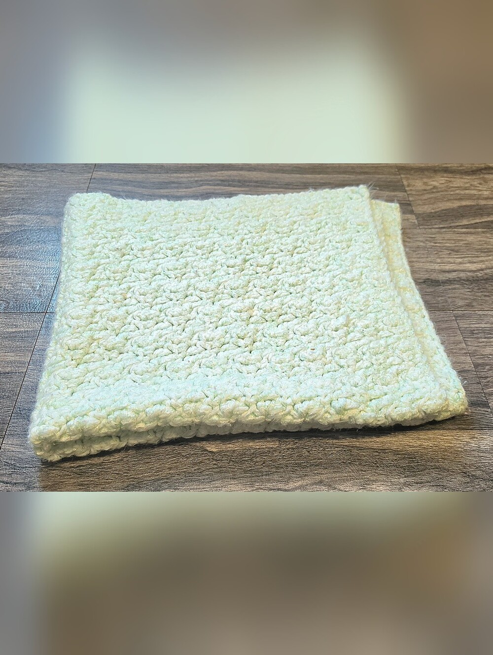 NEW Handmade Large Soft Stretchy Baby Blanket Mint Green Crocheted